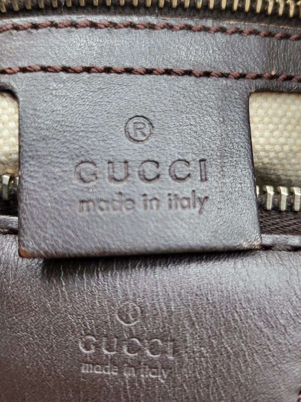 GUCCIMonogram Selleria Calfskin Vintage Web Medium Boston Brown, Auth. w/COA.. - Picture 8 of 16